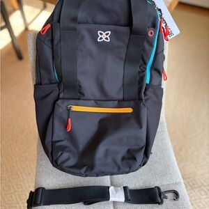 NWT Sherpani Tote Backpack Camden Black with Colorful Accents